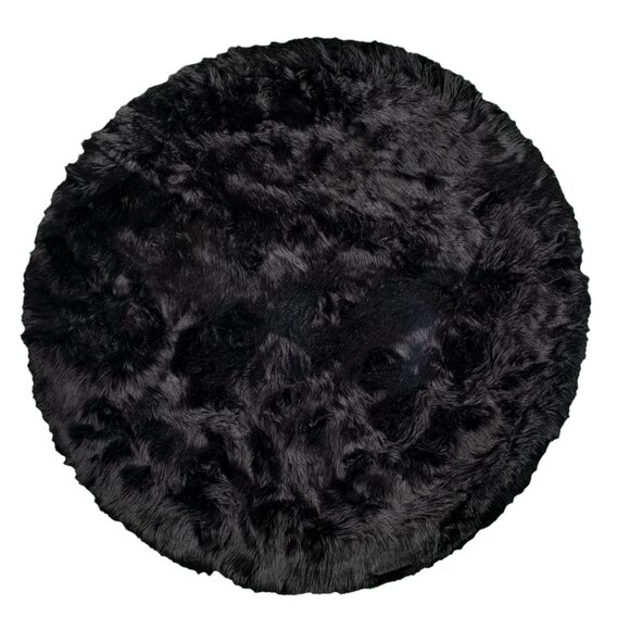 Luxe Home Decor Arlington Faux Sheepskin Circular Rug | 1-Piece | Black | 6' - Picture 1 of 3